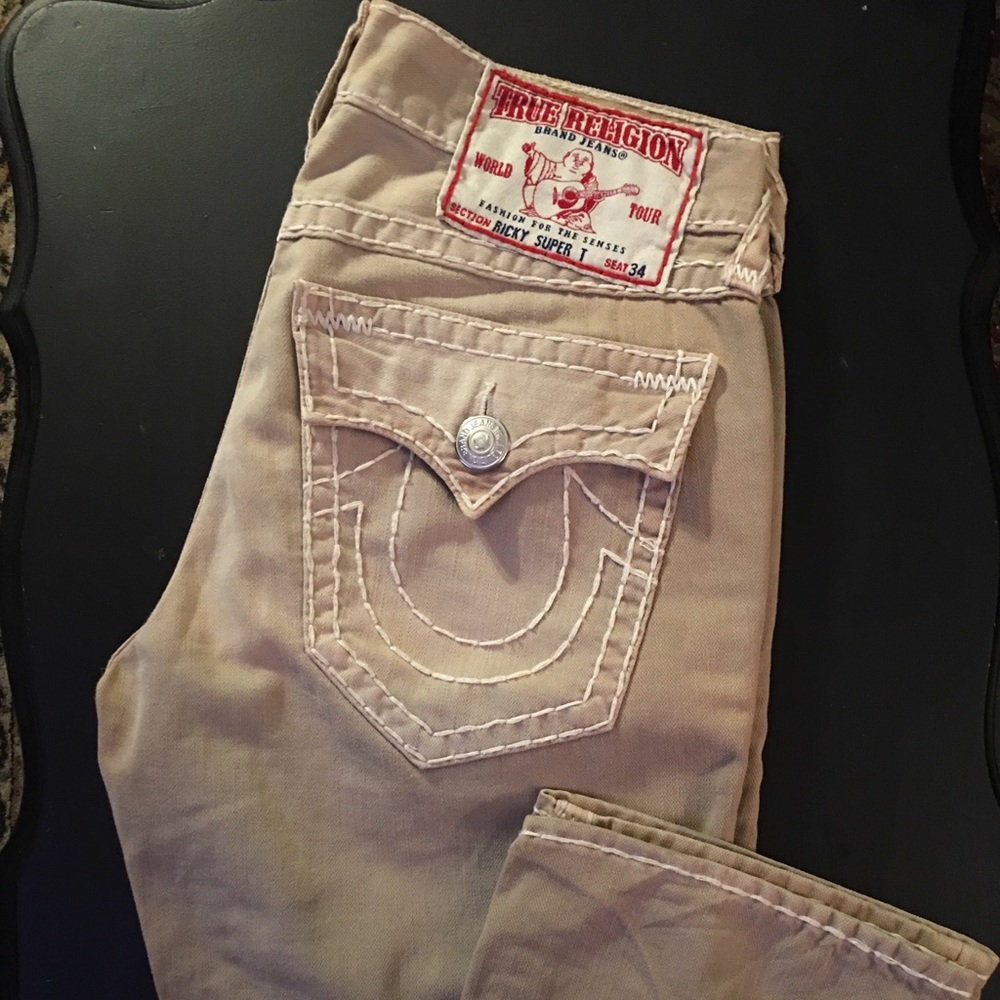 RARE TRUE RELIGION KHAKI RICKY SUPER T JEANS